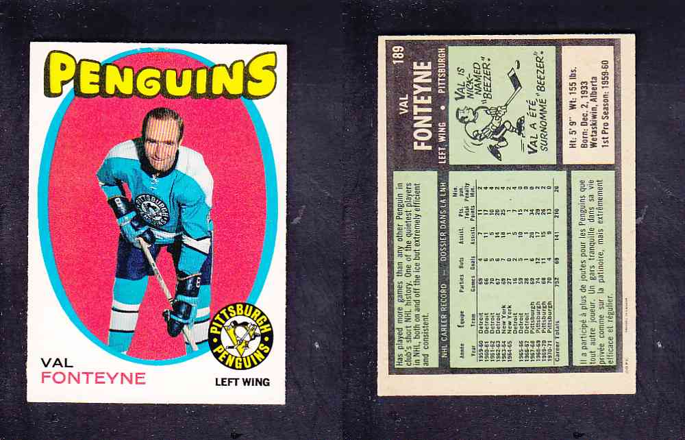 1971-72 O-PEE-CHEE HOCKEY CARD #189 V. FONTEYNE photo