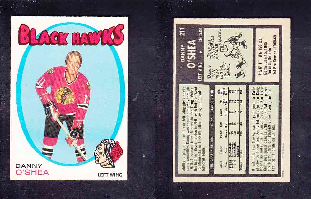 1971-72 O-PEE-CHEE HOCKEY CARD #211 D. O'SHEA photo