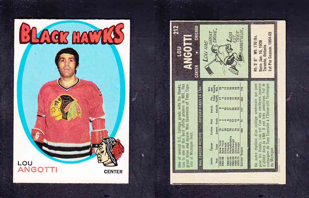 1971-72 O-PEE-CHEE HOCKEY CARD #212 L. ANGOTTI photo