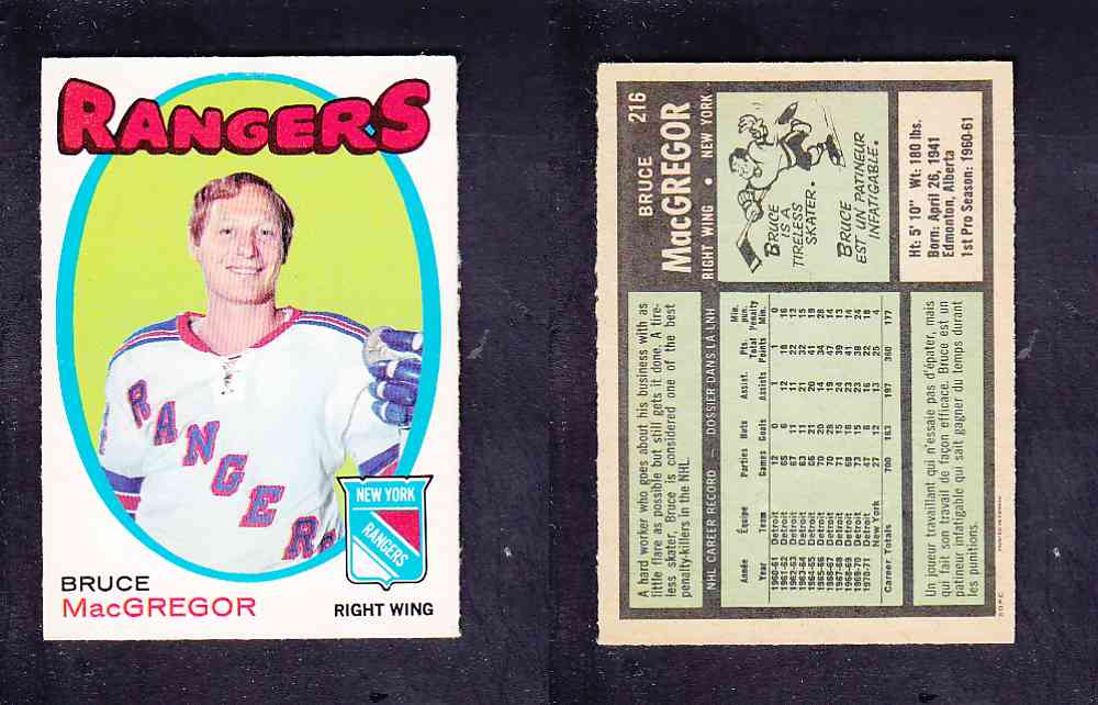 1971-72 O-PEE-CHEE HOCKEY CARD #216 B. MACGREGOR photo