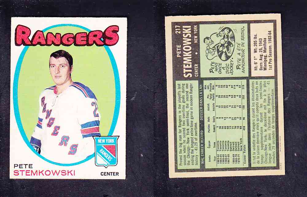 1971-72 O-PEE-CHEE HOCKEY CARD #217 P. STEMKOWSKI photo