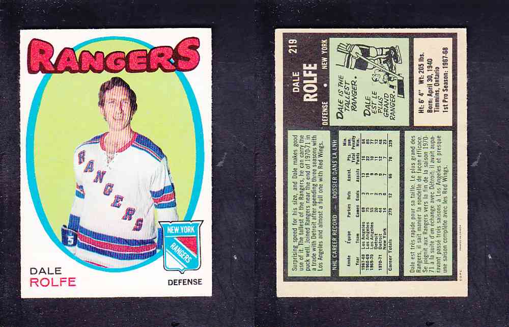 1971-72 O-PEE-CHEE HOCKEY CARD #219 D. ROLFE photo