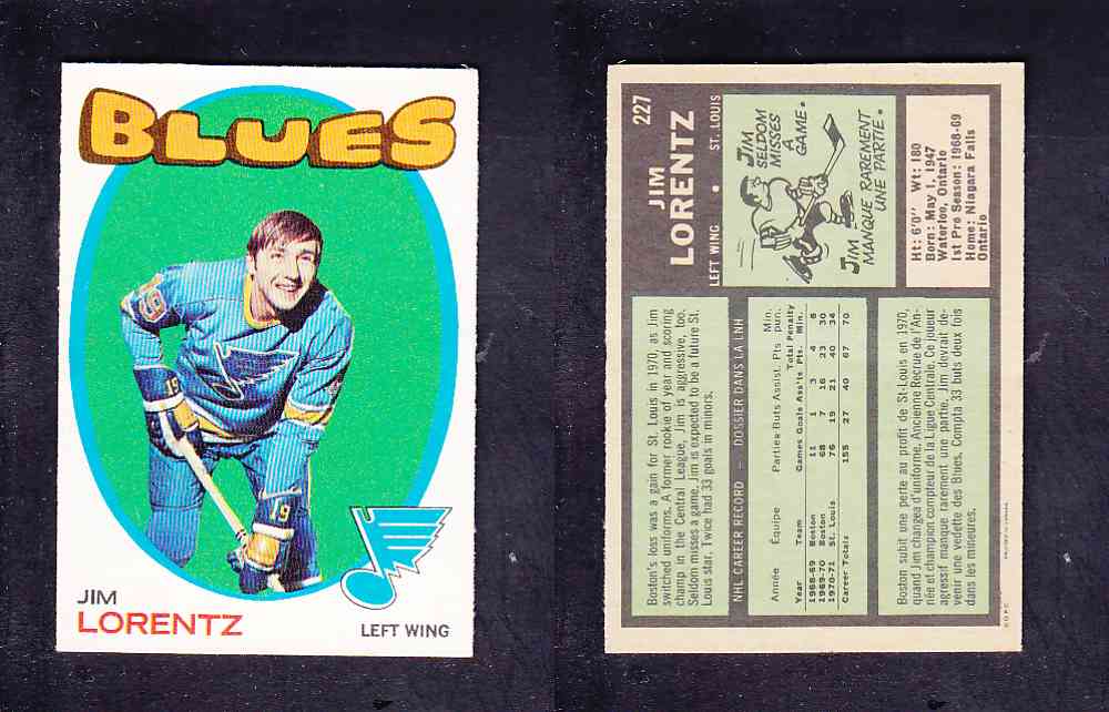 1971-72 O-PEE-CHEE HOCKEY CARD #227 J. LORENTZ photo
