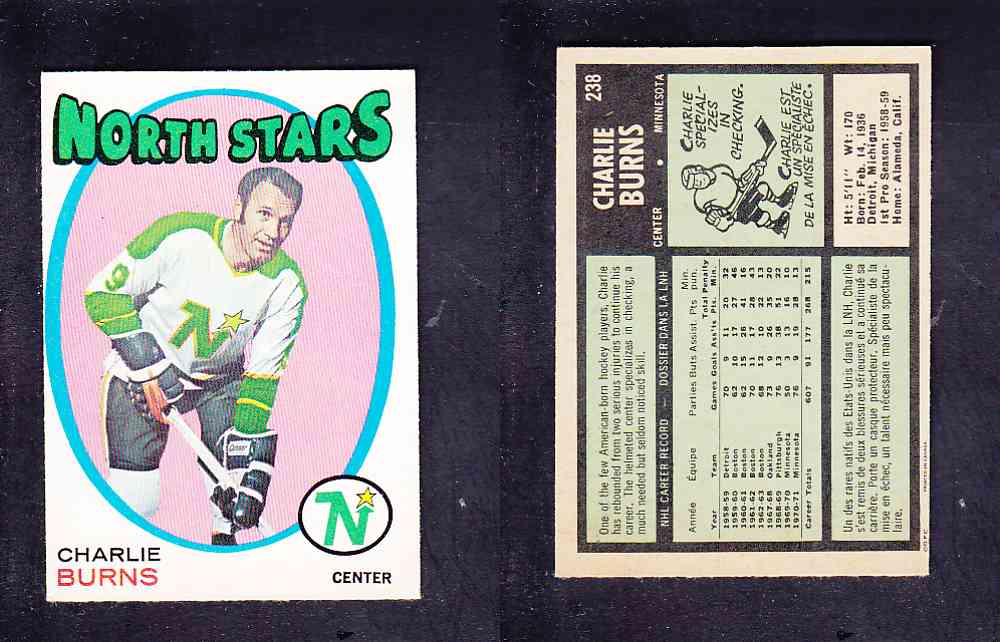 1971-72 O-PEE-CHEE HOCKEY CARD #238 C. BURNS photo