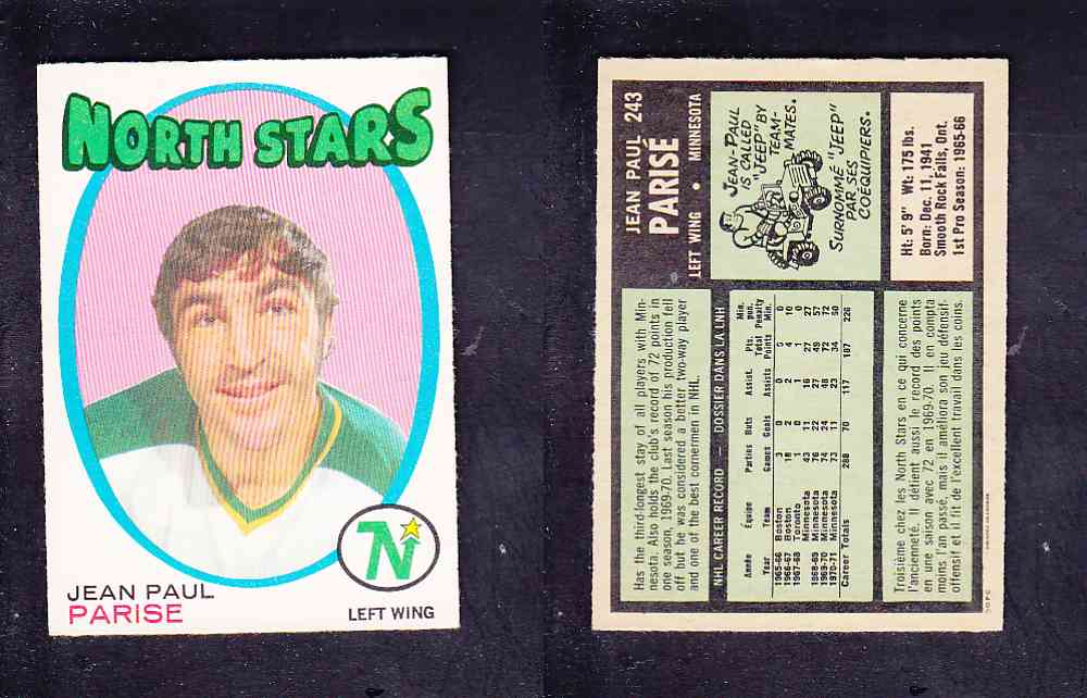 1971-72 O-PEE-CHEE HOCKEY CARD #243 J. PARISE photo