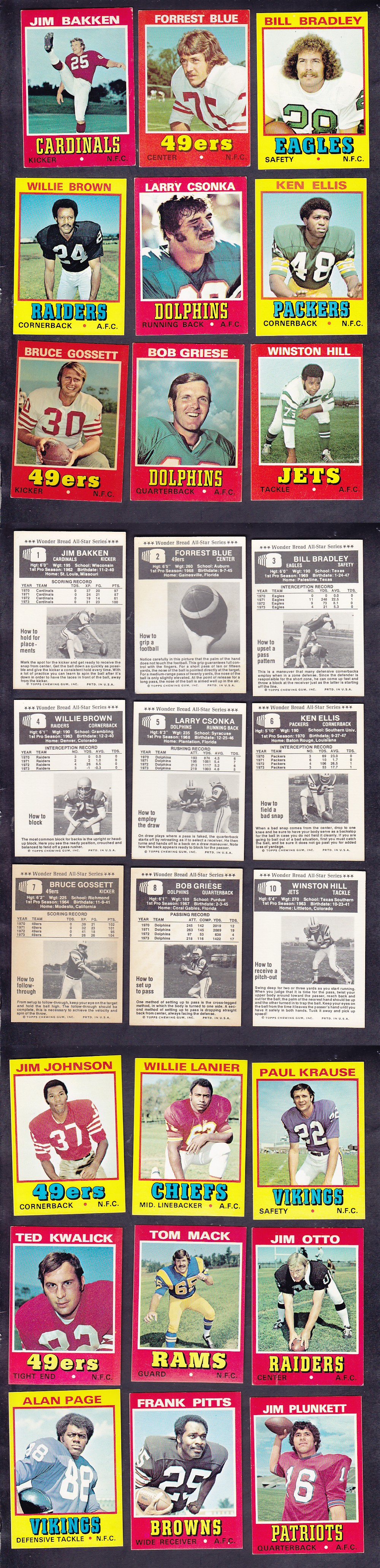 1974 NFL WONDER BREAD FOOTBALL CARD FULL SET 30/30 photo