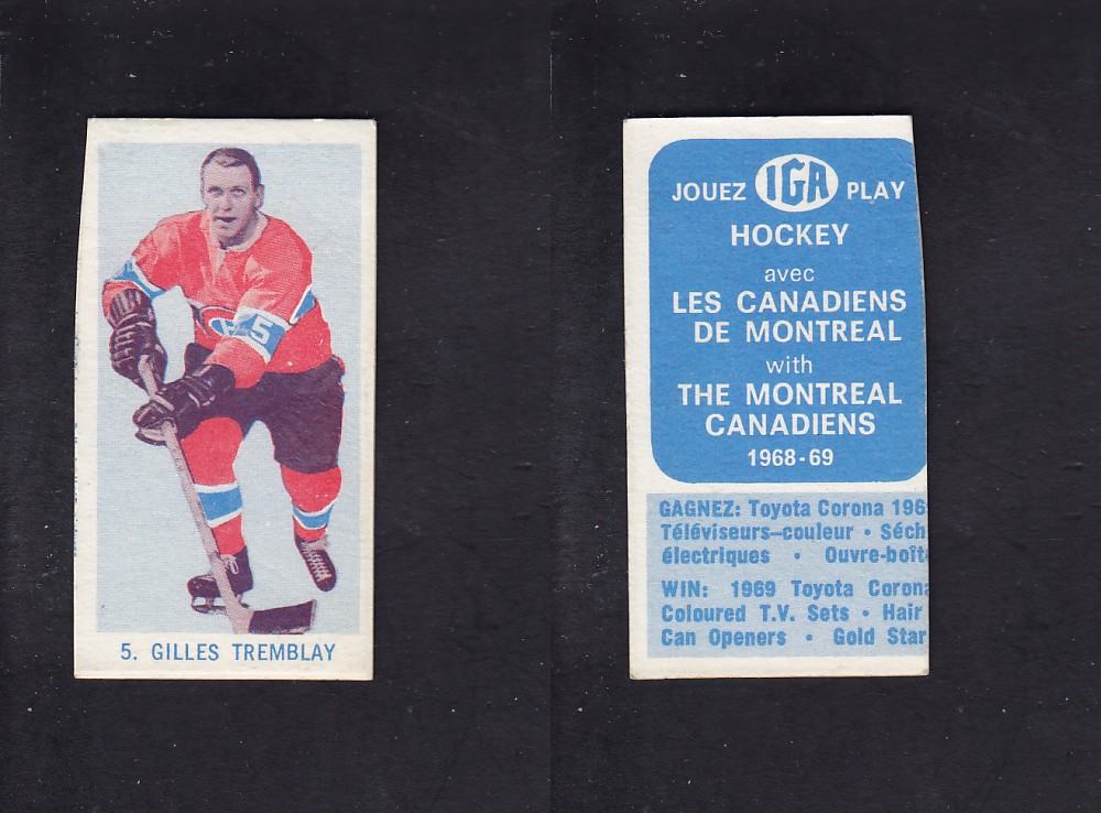 1968-69 IGA HOCKEY CARD G. TREMBLAY photo