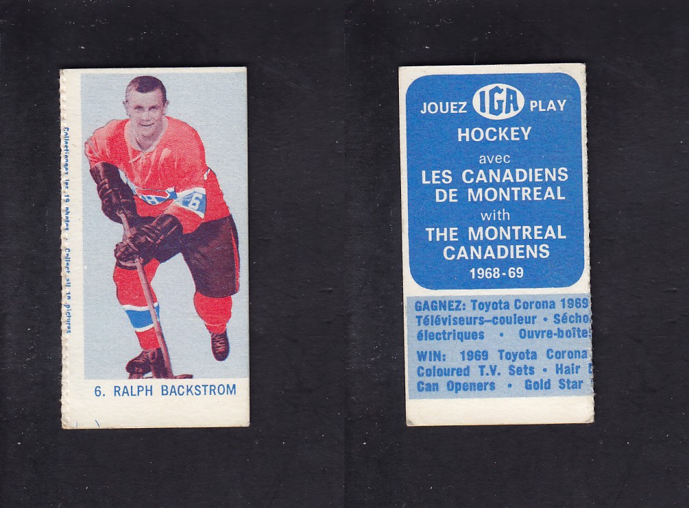 1968-69 IGA HOCKEY CARD R. BACKSTROM photo