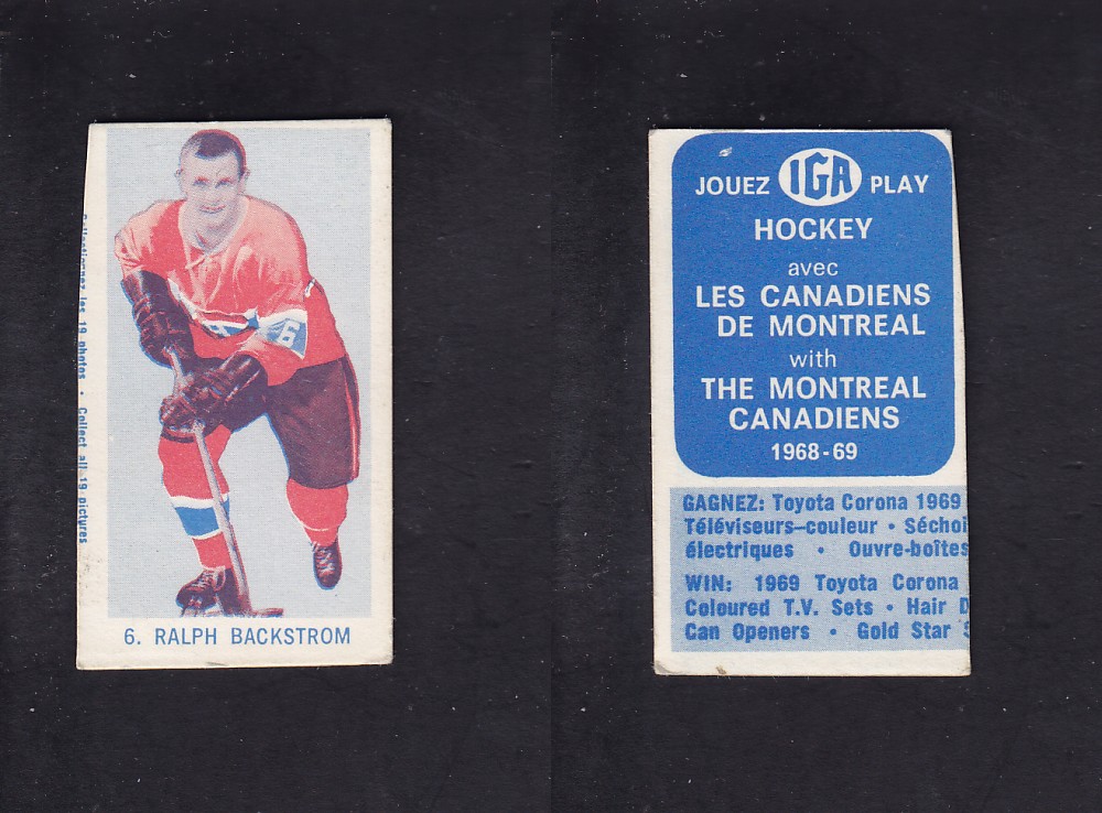 1968-69 IGA HOCKEY CARD R. BACKSTROM photo