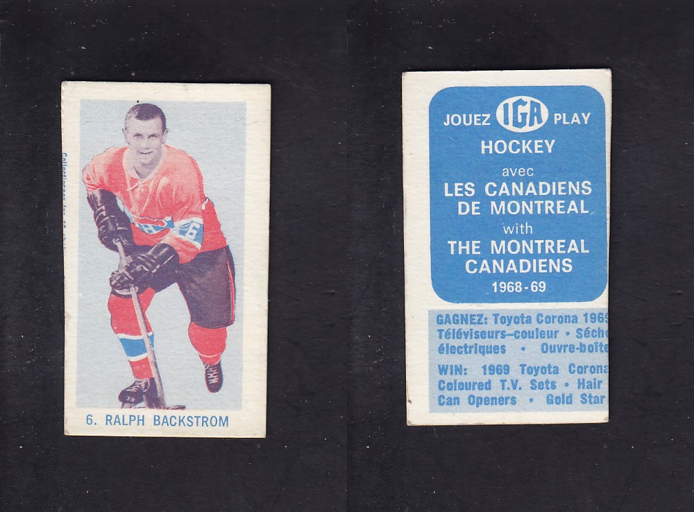 1968-69 IGA HOCKEY CARD R. BACKSTROM photo