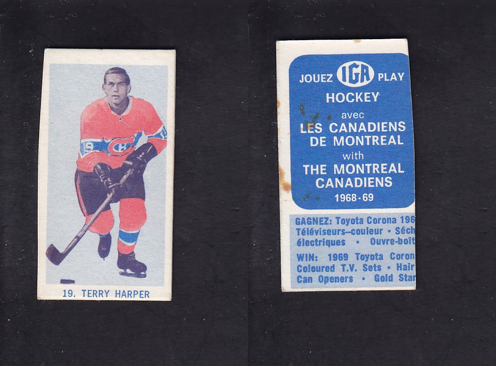 1968-69 IGA HOCKEY CARD T. HARPER photo