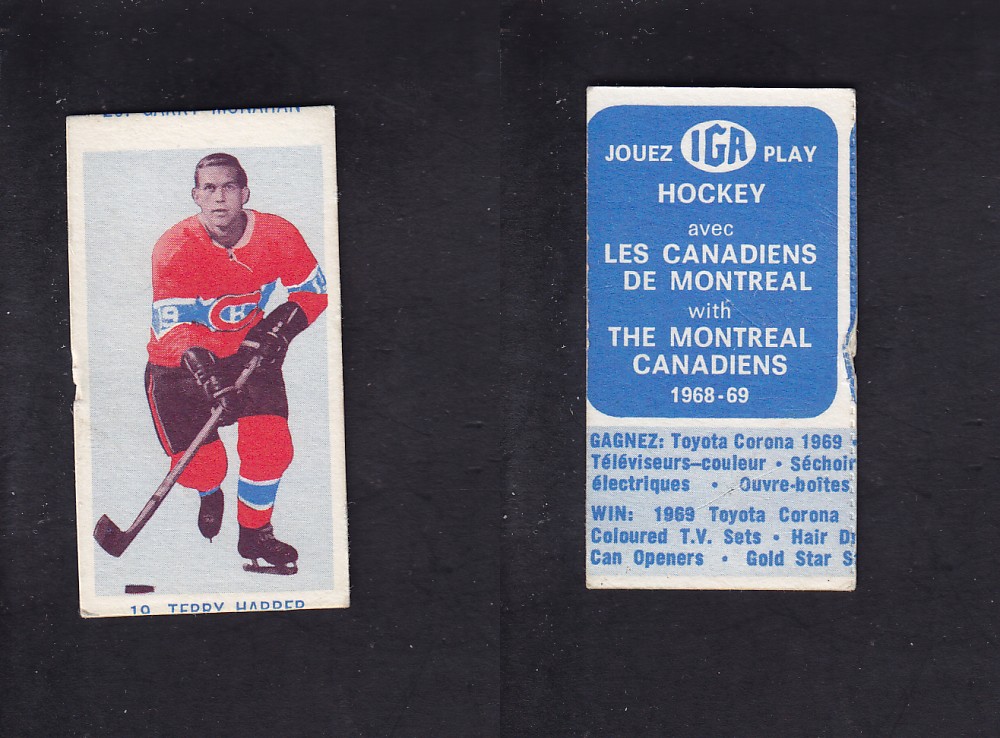 1968-69 IGA HOCKEY CARD T. HARPER photo