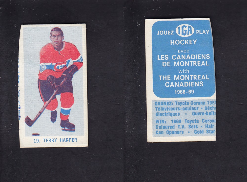 1968-69 IGA HOCKEY CARD T. HARPER photo