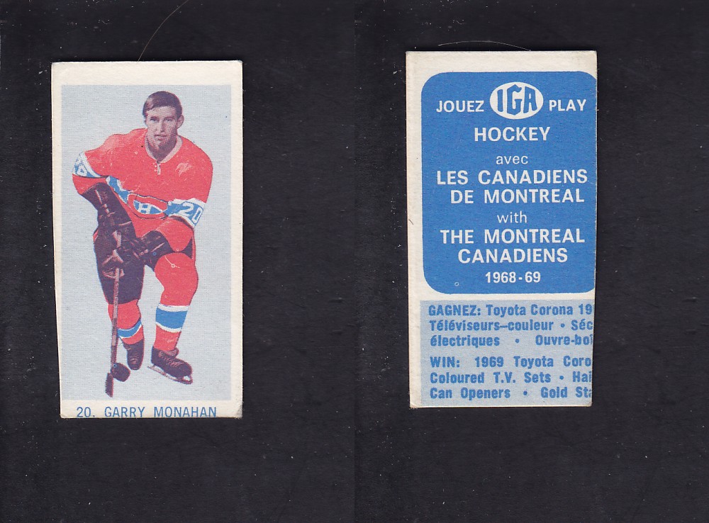 1968-69 IGA HOCKEY CARD G. MONAHAN photo