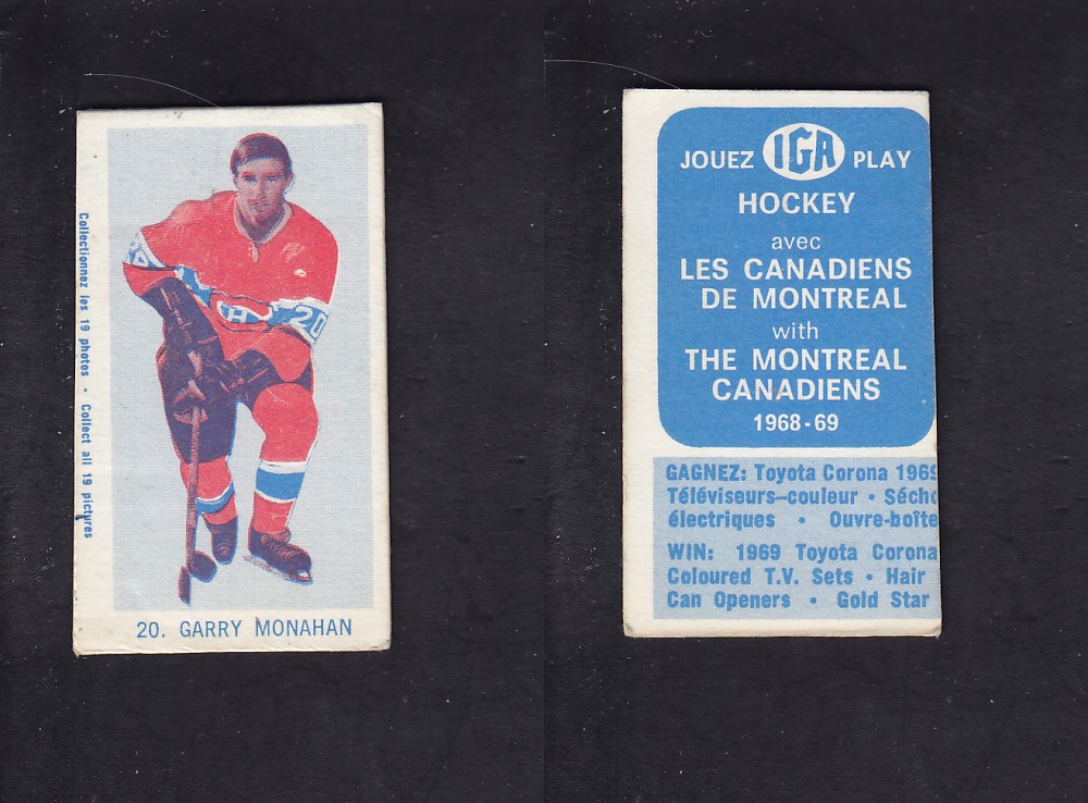 1968-69 IGA HOCKEY CARD G. MONAHAN photo