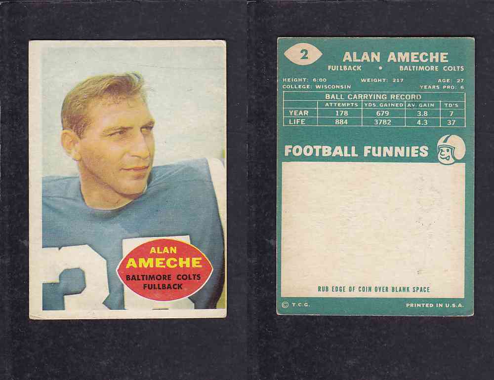 1960 NFL TOPPS FOOTBALL CARD #2 A.AMECHE photo