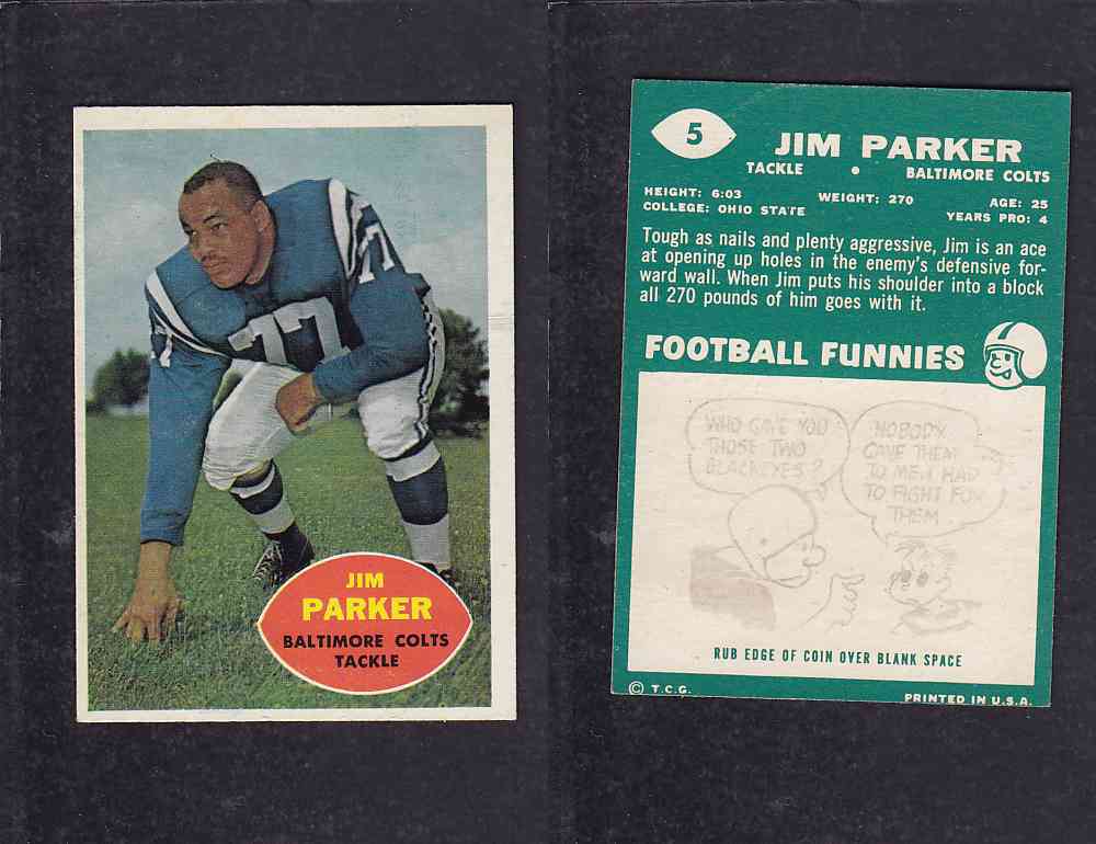 1960 NFL TOPPS FOOTBALL CARD #5 J.PARKER photo