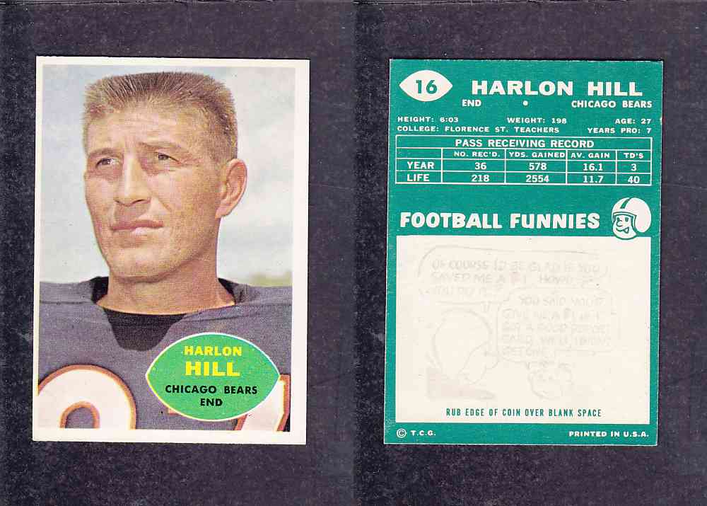 1960 NFL TOPPS FOOTBALL CARD #16 H.HILL photo