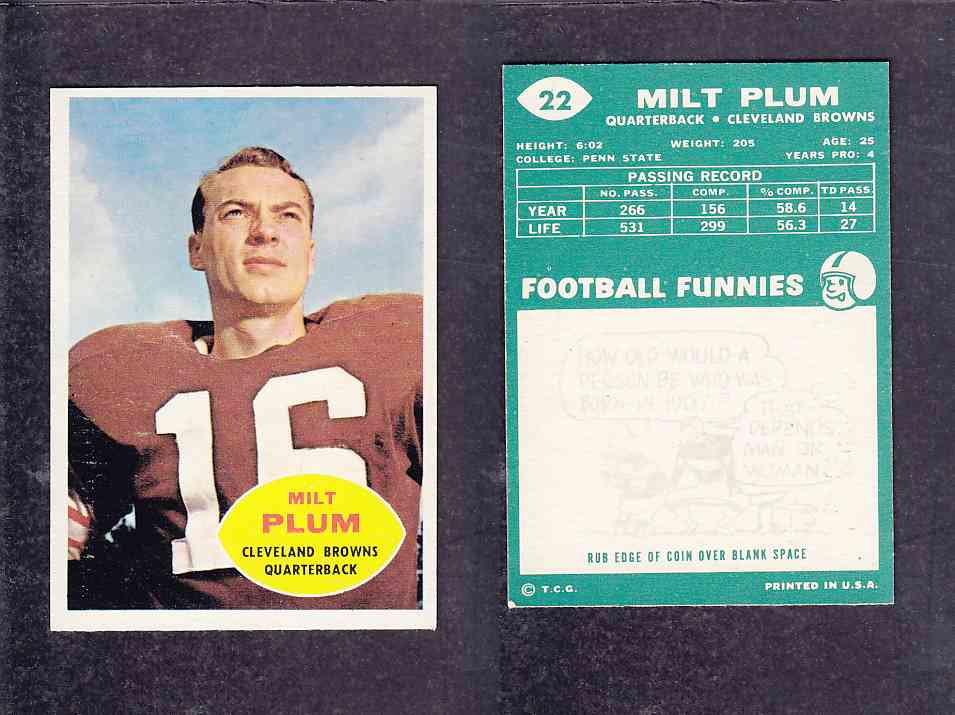 1960 NFL TOPPS FOOTBALL CARD #22 M.PLUM photo