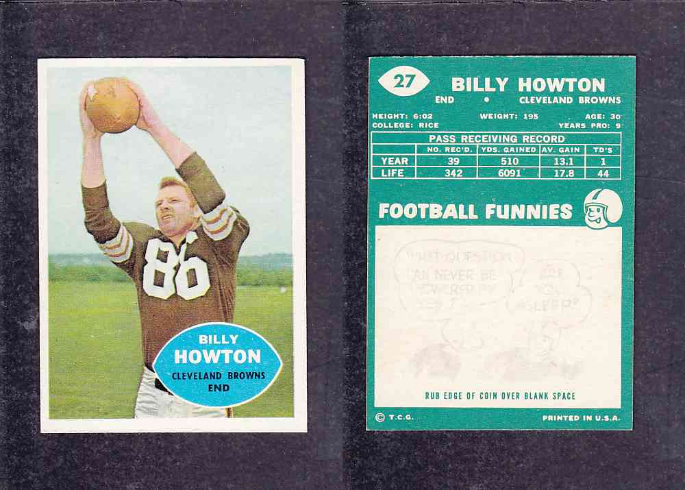 1960 NFL TOPPS FOOTBALL CARD #27 B. HOWTON photo