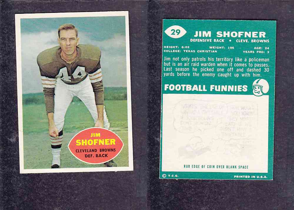 1960 NFL TOPPS FOOTBALL CARD #29 J. SHOFNER photo