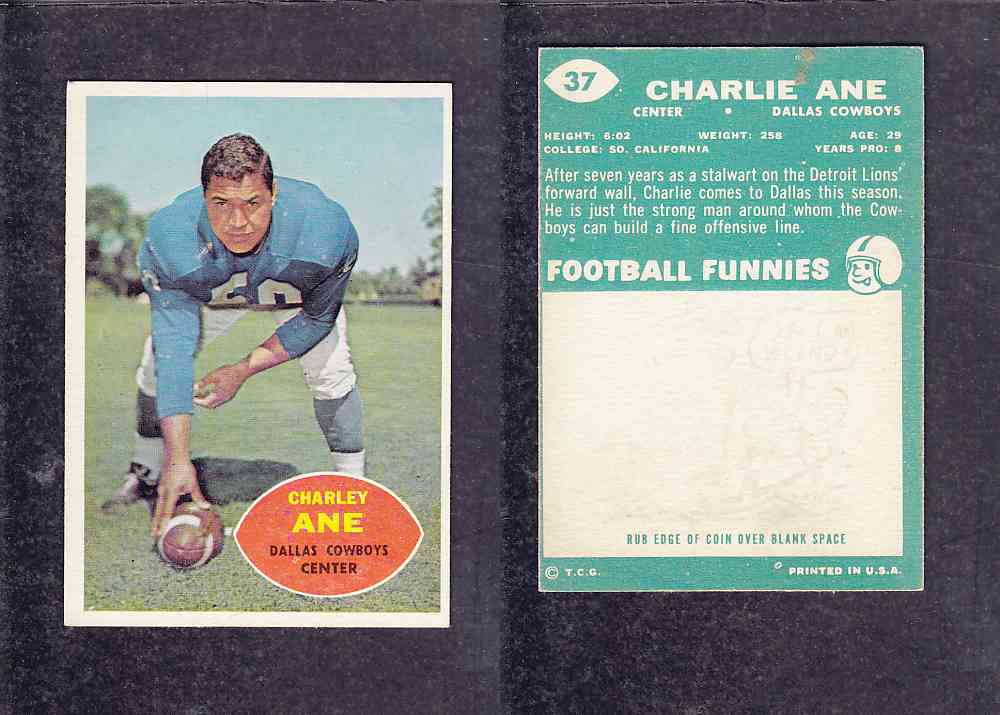 1960 NFL TOPPS FOOTBALL CARD #37 C. ANE photo