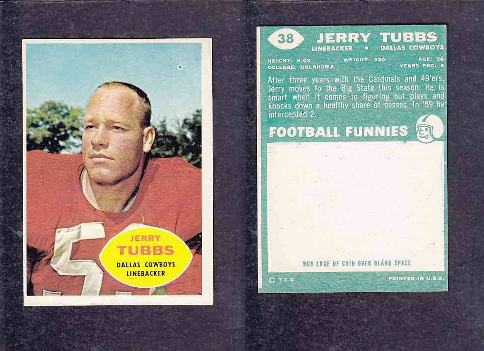 1960 NFL TOPPS FOOTBALL CARD #38 J. TUBBS photo