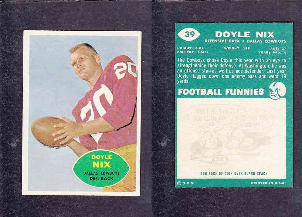 1960 NFL TOPPS FOOTBALL CARD #39 D. NIX photo