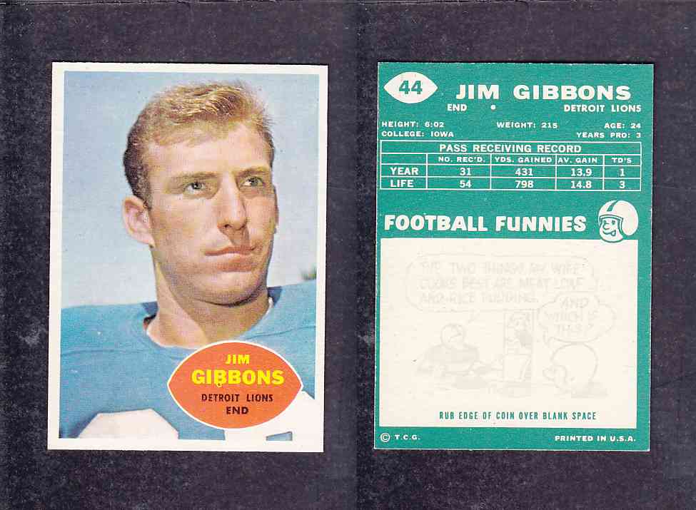 1960 NFL TOPPS FOOTBALL CARD #44 J. GIBBONS photo