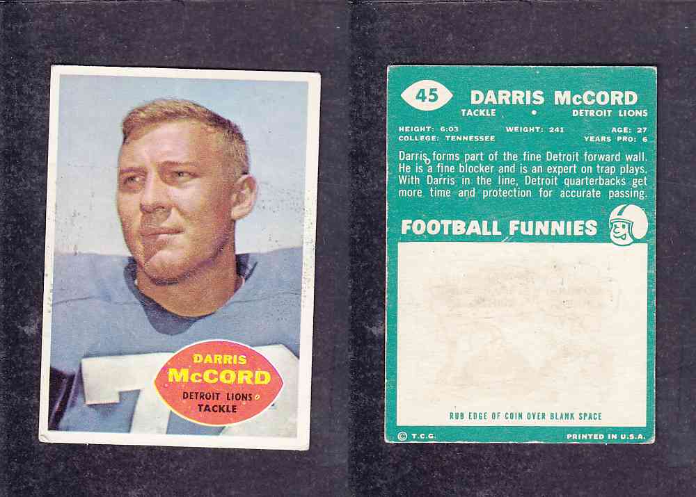 1960 NFL TOPPS FOOTBALL CARD #45 D. MCCORD photo