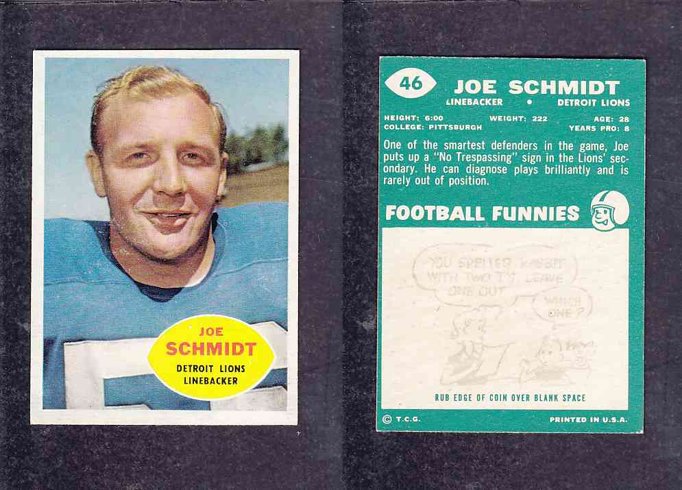 1960 NFL TOPPS FOOTBALL CARD #46 J. SCHMIDT photo