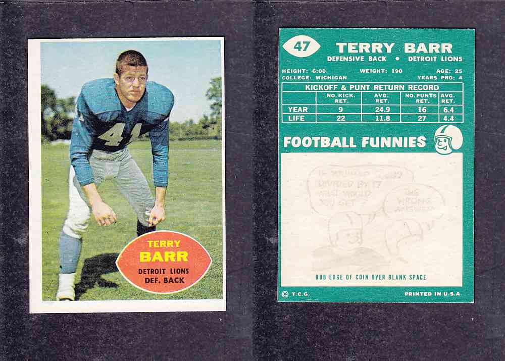 1960 NFL TOPPS FOOTBALL CARD #47 T. BARR photo