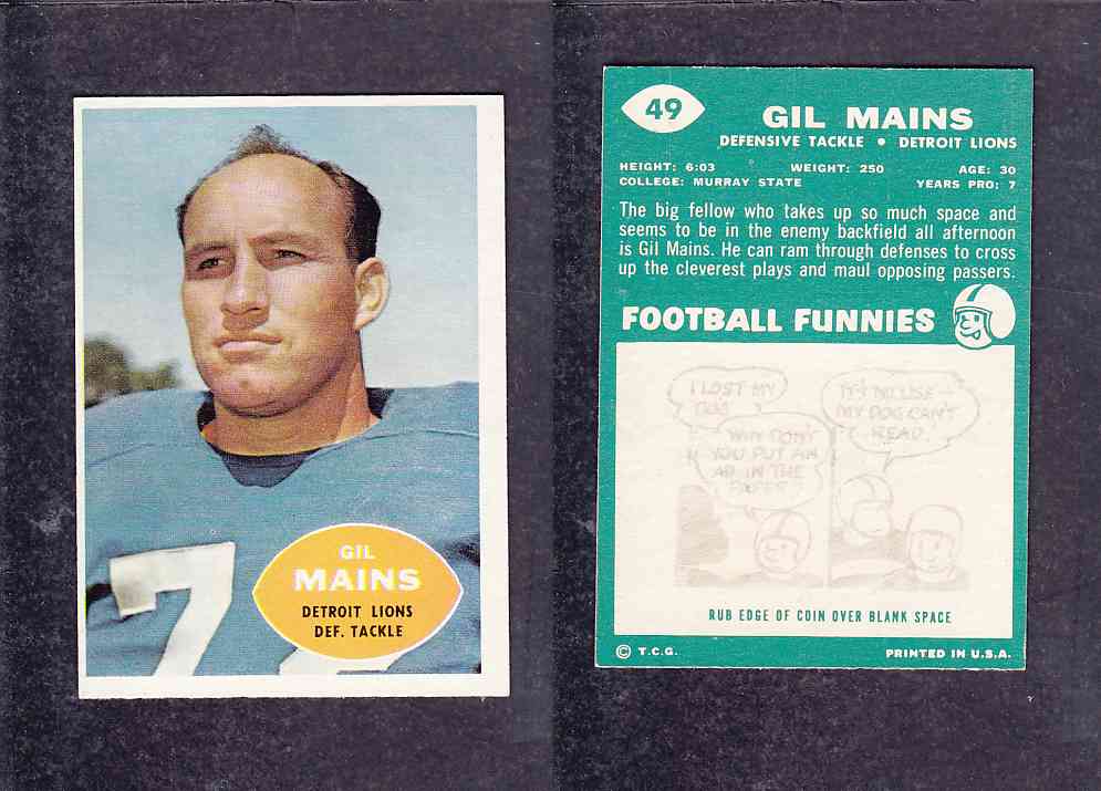 1960 NFL TOPPS FOOTBALL CARD #49 G. MAINS photo