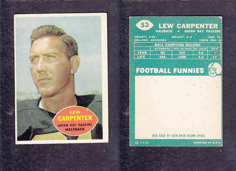 1960 NFL TOPPS FOOTBALL CARD #53 L. CARPENTER photo