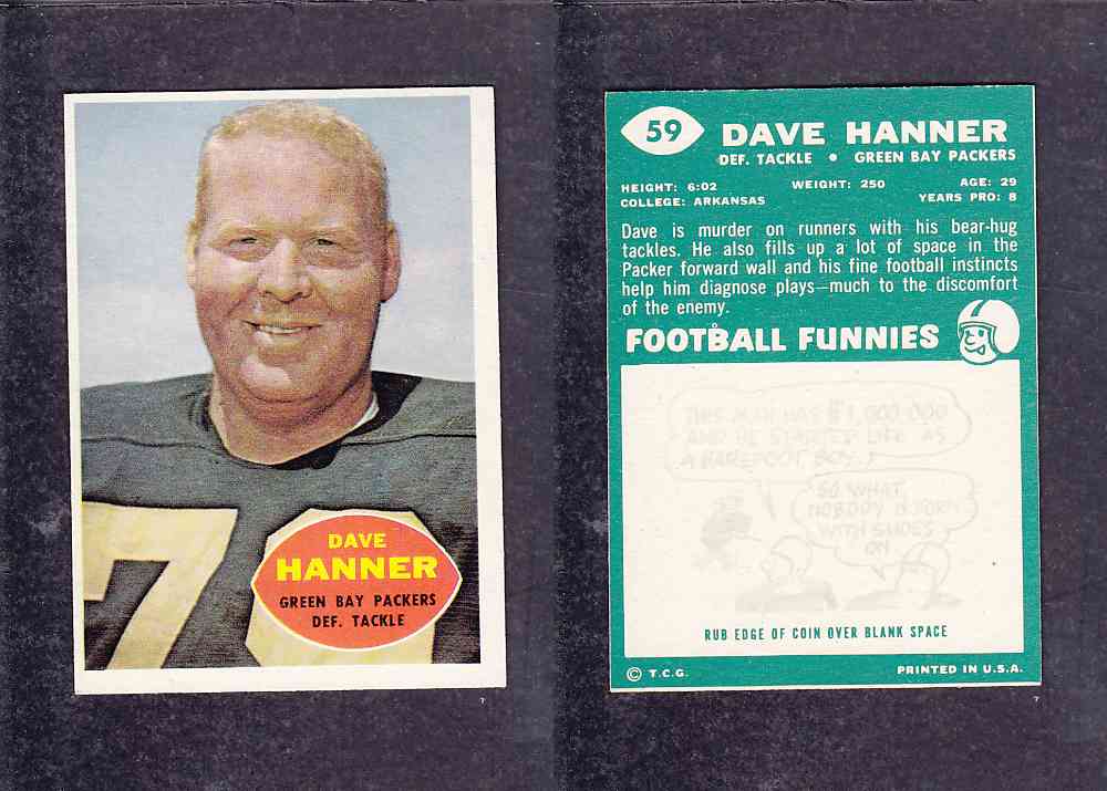 1960 NFL TOPPS FOOTBALL CARD #59 D. HANNER photo