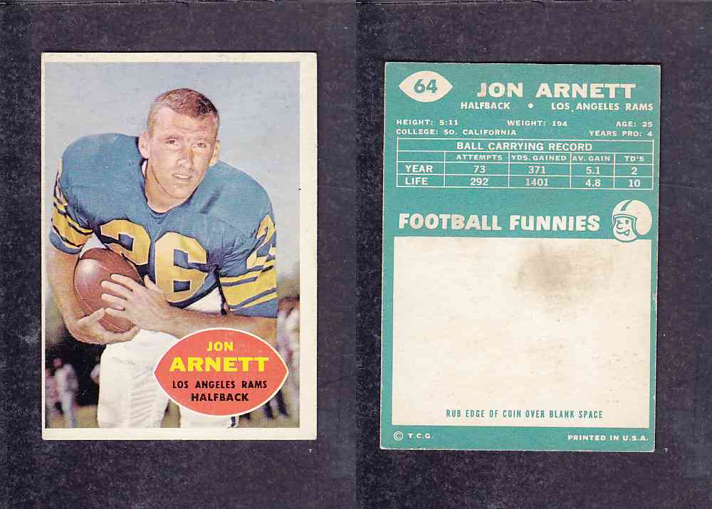 1960 NFL TOPPS FOOTBALL CARD #64 J. ARNETT photo