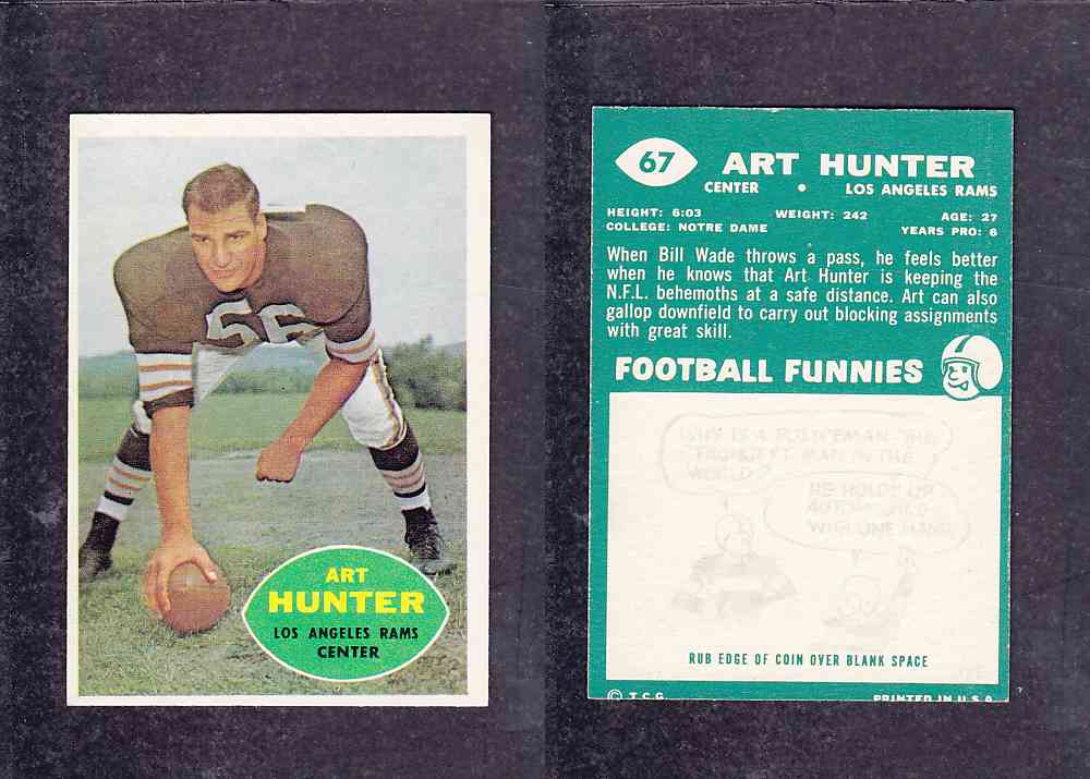 1960 NFL TOPPS FOOTBALL CARD #67 A. HUNTER photo