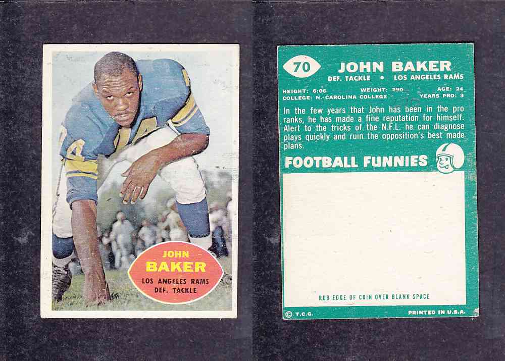 1960 NFL TOPPS FOOTBALL CARD #70 J. BAKER photo