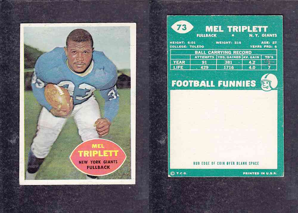 1960 NFL TOPPS FOOTBALL CARD #73 M. TRIPLETT photo