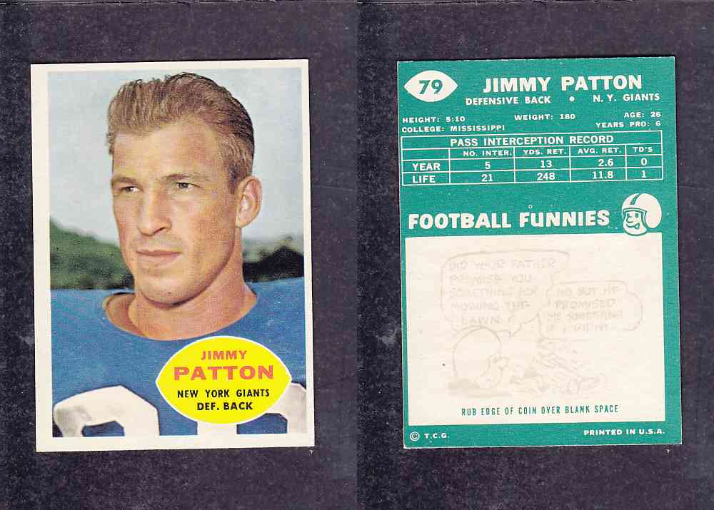 1960 NFL TOPPS FOOTBALL CARD #79 J. PATTON photo