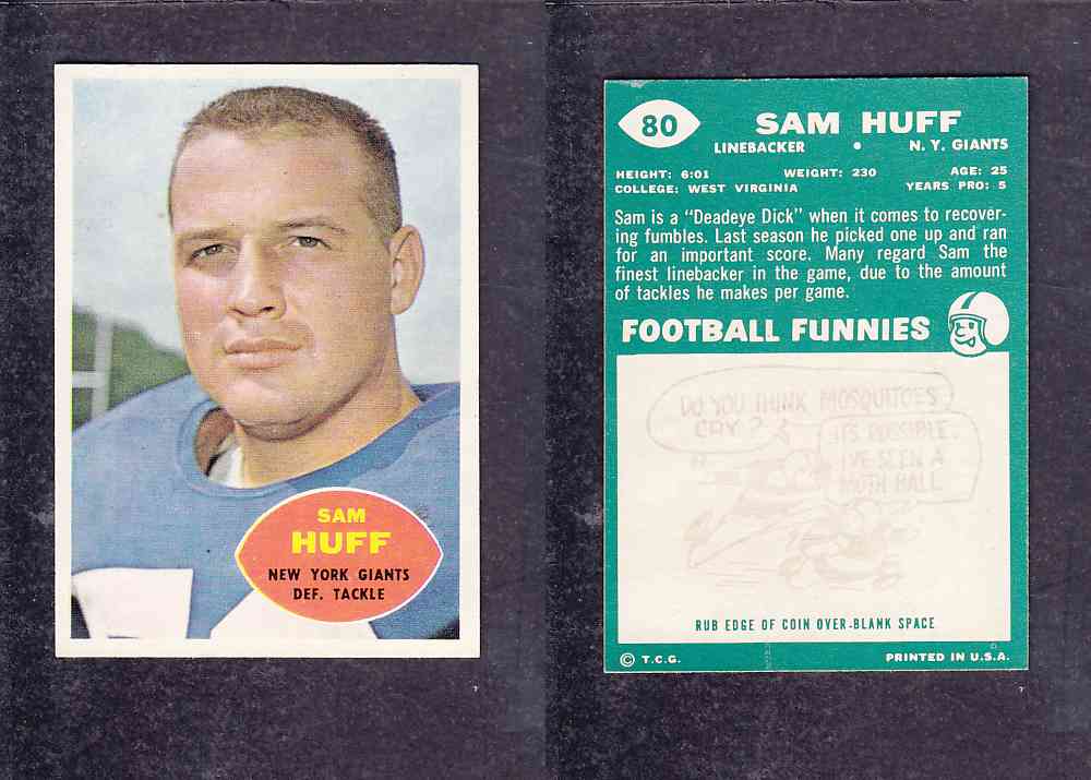 1960 NFL TOPPS FOOTBALL CARD #80 S. HUFF photo