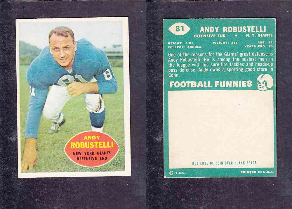 1960 NFL TOPPS FOOTBALL CARD #81 A. ROBUSTELLI photo