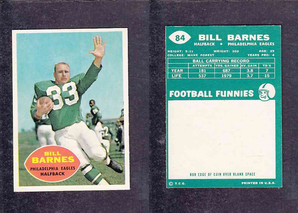 1960 NFL TOPPS FOOTBALL CARD #84 B. BARNES photo