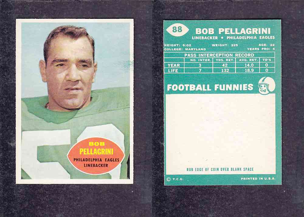 1960 NFL TOPPS FOOTBALL CARD #88 B. PELLAGRINI photo