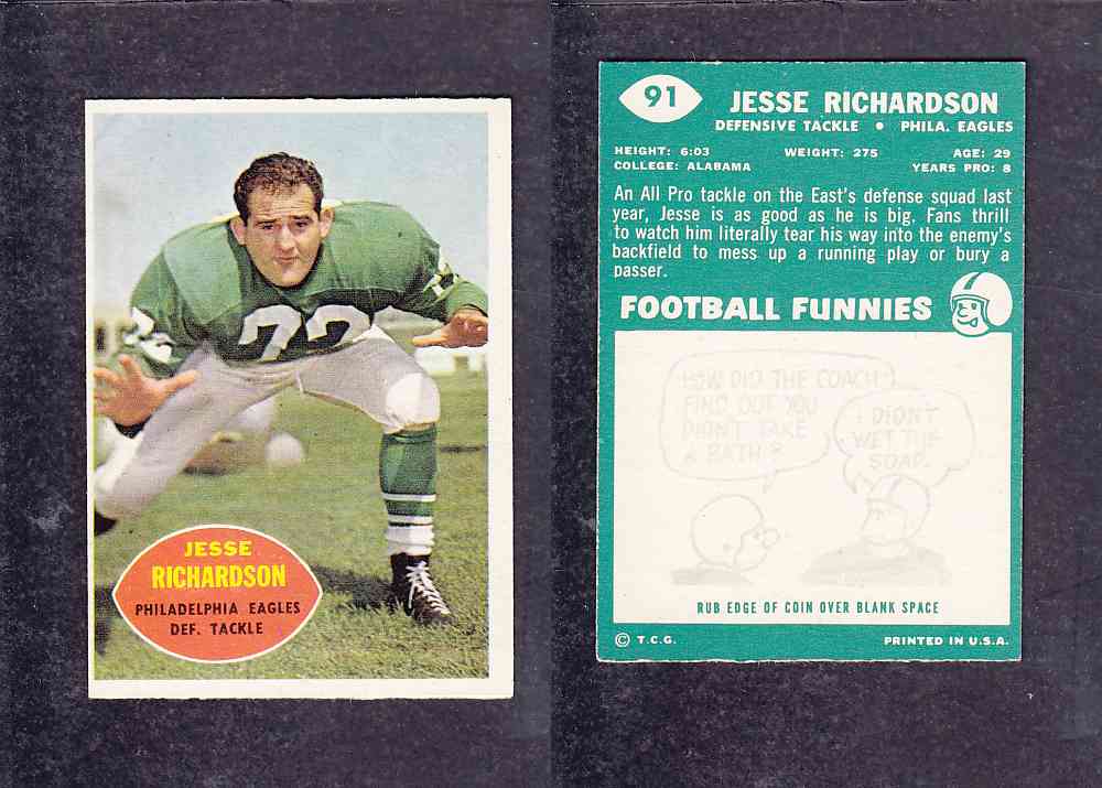 1960 NFL TOPPS FOOTBALL CARD #91 J. RICHARDSON photo