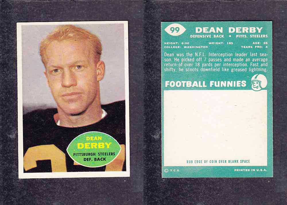 1960 NFL TOPPS FOOTBALL CARD #99 D. DERBY photo