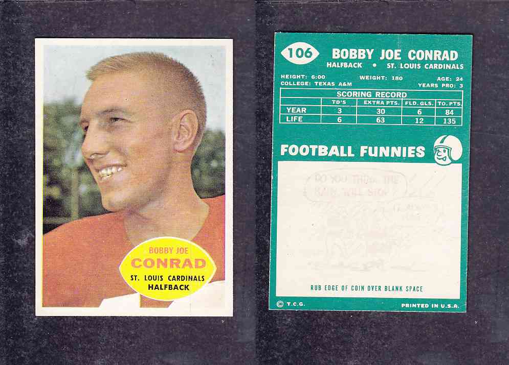 1960 NFL TOPPS FOOTBALL CARD #106 B. CONRAD photo