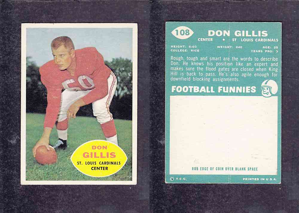 1960 NFL TOPPS FOOTBALL CARD #108 D. GILLIS photo