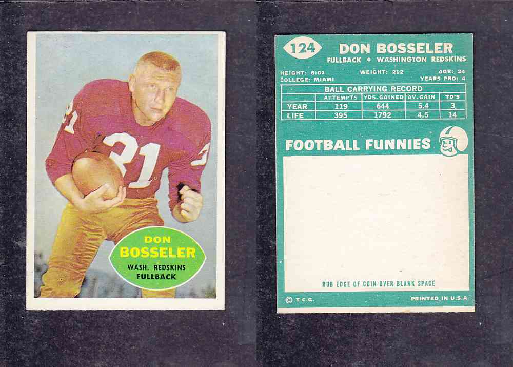 1960 NFL TOPPS FOOTBALL CARD #124 D. BOSSELER photo