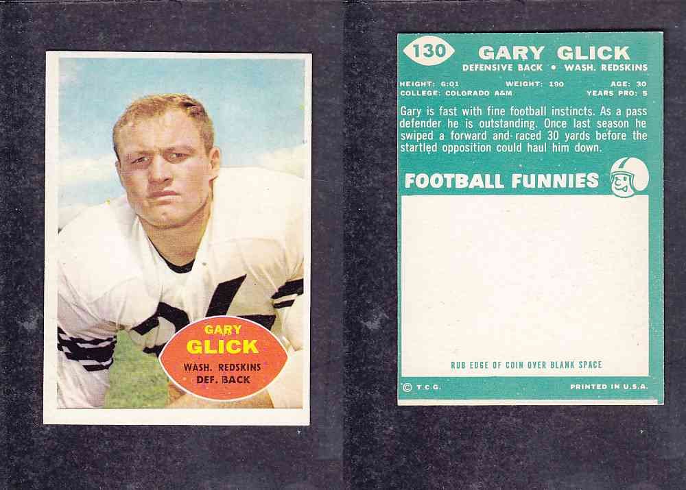 1960 NFL TOPPS FOOTBALL CARD #130 G. GLICK photo